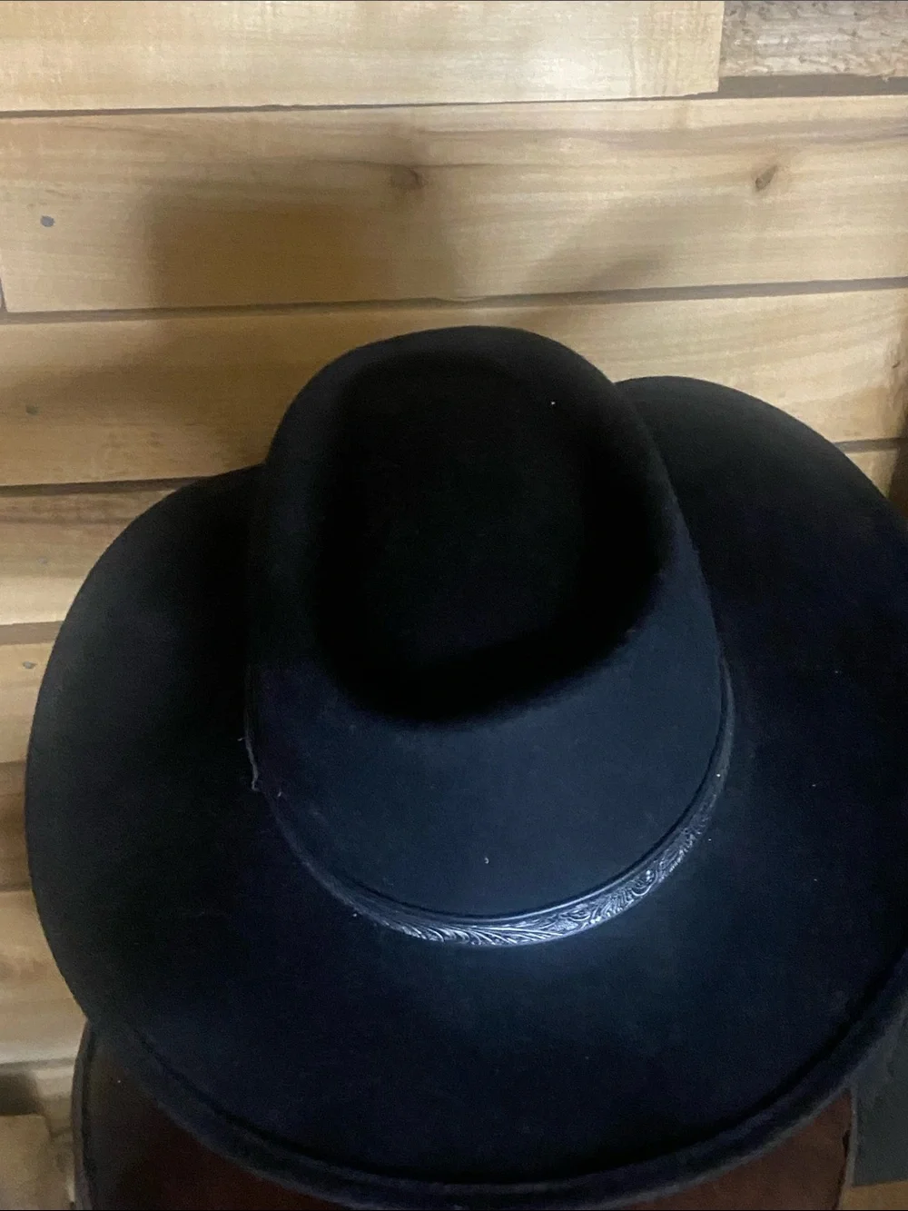 Sheplers Men's Black Western Cowboy Hat Silver black Band medium wool made USA